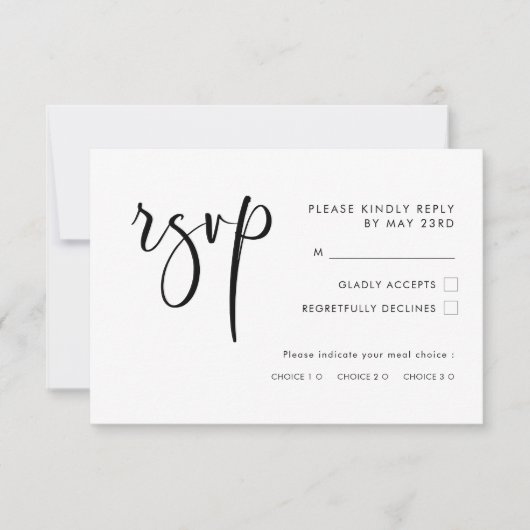 Elegant bruiloft RSVP met maaltijdkeuze (Voorkant)