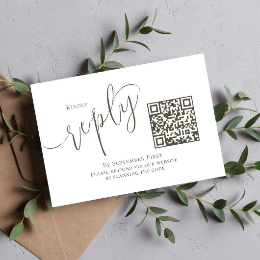 Elegant Bruiloft RSVP QR Code Eenvoudig Script