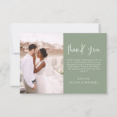 Elegant Bruiloft Sage Groen Dank u Foto Bedankkaart (Voorkant)