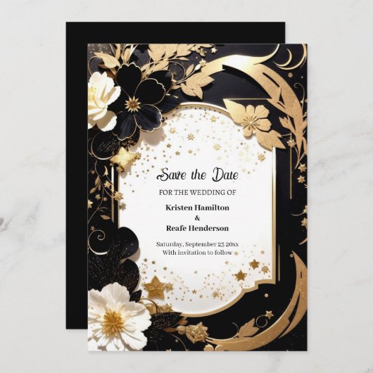 Elegant Bruiloft Save The Date Kaart (Voorkant / Achterkant)