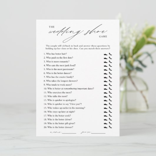Elegant bruiloft schoen spel kaart (Staand voorkant)