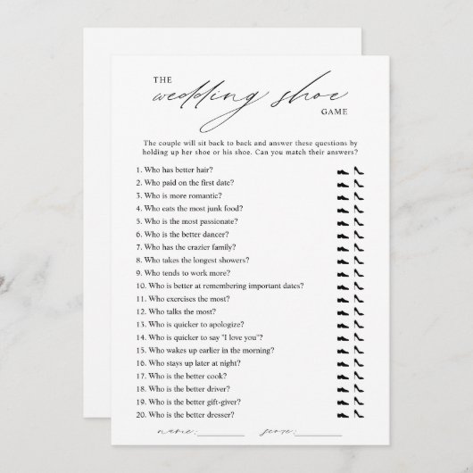 Elegant bruiloft schoen spel kaart (Voorkant / Achterkant)