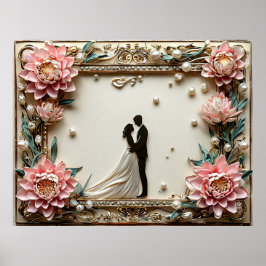 Elegant bruiloft silhouet poster