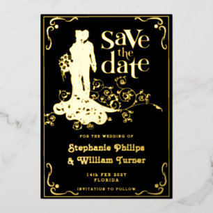 Elegant bruiloft silhouet Save the Date Folie Uitnodiging