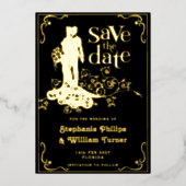 Elegant bruiloft silhouet Save the Date Folie Uitnodiging (Voorkant)