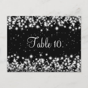 Elegant bruiloft Table Number Winter Sparkle Black Briefkaart