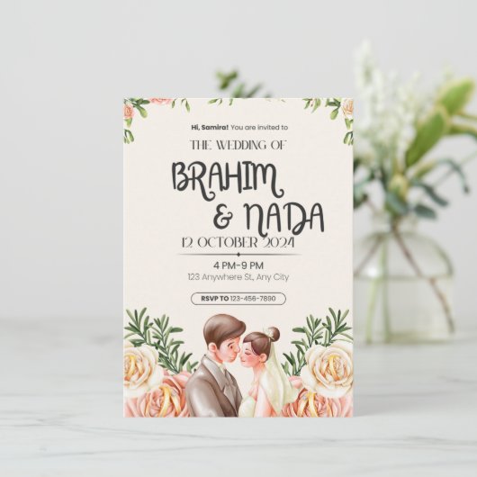 "Elegant bruiloft uitnodiging ontwerp (Staand voorkant)