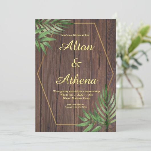 Elegant bruiloft uitnodiging van afbeelding van ho (Staand voorkant)