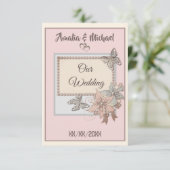 Elegant, bruiloft, verloving uitnodiging, vlinder kaart (Staand voorkant)