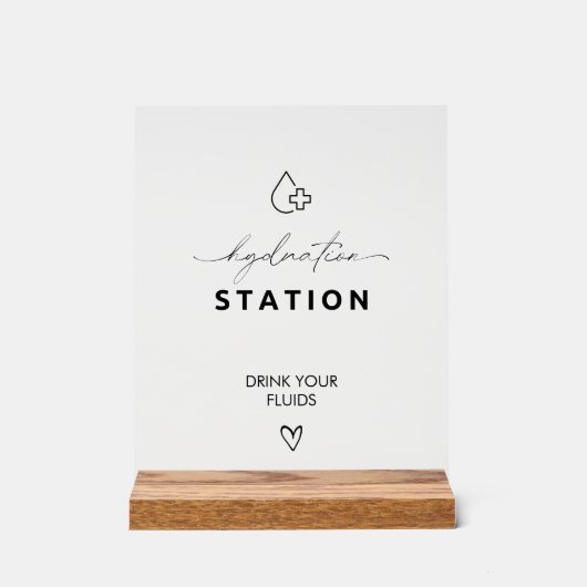 Elegant Bruiloft Verpleegster Hydration Station Dr Acryl Bord (Voorkant)