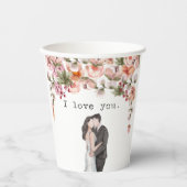 Elegant bruiloft waterverf floral papieren bekers (Voorkant)