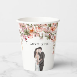 Elegant bruiloft waterverf floral papieren bekers