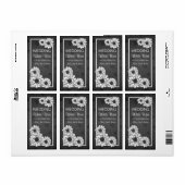 Elegant Bruiloft Wijn Label Dahlia Floral Zwart (Full Sheet)