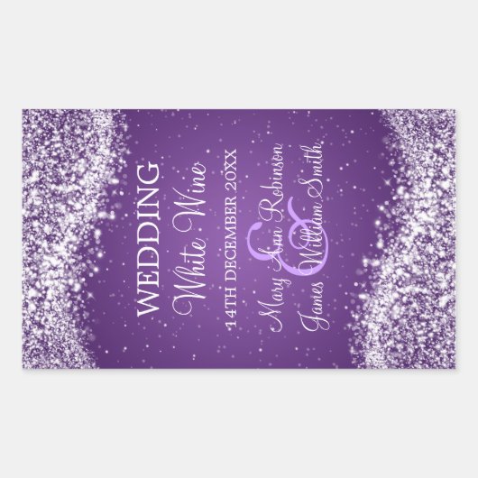 Elegant Bruiloft Wijn Label Mousserende Wave Paars (Voorkant)