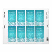 Elegant Bruiloft Wijn Label Paisley Kant Blauw (Full Sheet)