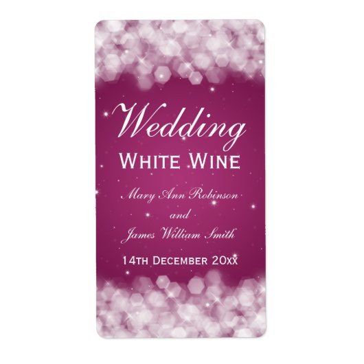 Elegant Bruiloft Wijn Label Party Sparkle Pink (Voorkant)
