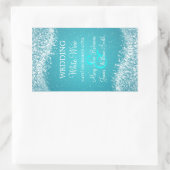 Elegant Bruiloft Wijn Label Sparkling Wave Blauw (Tas)