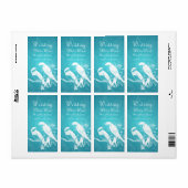 Elegant Bruiloft Wijn Label Tortelduifjes Blauw (Full Sheet)