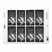 Elegant Bruiloft Wijn Label Tortelduifjes Zwart (Full Sheet)