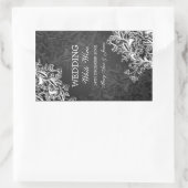 Elegant Bruiloft Wijnlabel  Swirls Zwart Rechthoekige Sticker (Tas)