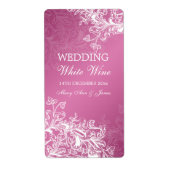 Elegant Bruiloft Wijnlabel  wervelt roze Etiket (Voorkant)