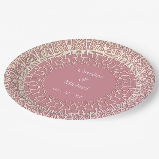 Elegant Bruiloft Wit Kant Papier Bord (Gekanteld)