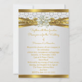 Elegant Bruiloft Witte Parel Gouden Kant Bloemen Kaart (Achterkant)