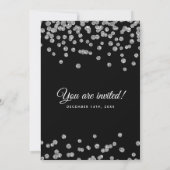 Elegant Bruiloft Zilver Faux Glitter Confetti Zwar Kaart (Achterkant)