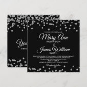 Elegant Bruiloft Zilver Faux Glitter Confetti Zwar Kaart (Voorkant / Achterkant)