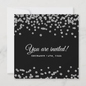 Elegant Bruiloft Zilver Faux Glitter Confetti Zwar Kaart (Achterkant)