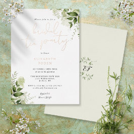 Elegant Bruilofts Theepartij Script Groene Monogra Folie Uitnodiging
