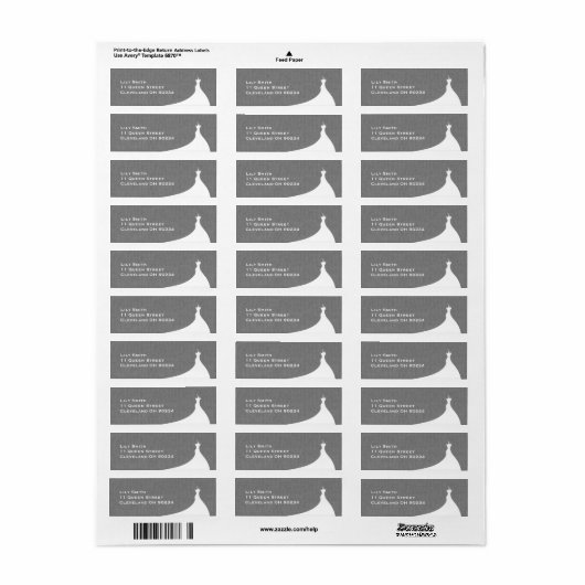 Elegant Bruiloftsfeest grijs linnen label (Full Sheet)