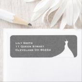 Elegant Bruiloftsfeest grijze linnen label (Insitu)