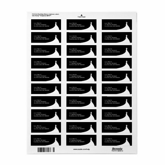 Elegant Bruiloftsfeest zwart label (Full Sheet)