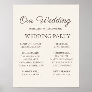 Elegant bruiloftspartijbord met bruine tint poster