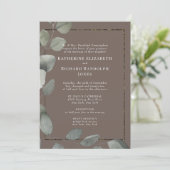 Elegant Bruin 2 Venue Foliage Formele Bruiloft Kaart (Staand voorkant)