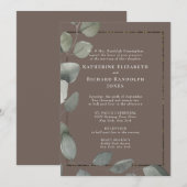 Elegant Bruin 2 Venue Foliage Formele Bruiloft Kaart (Voorkant / Achterkant)