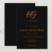 Elegant bruin 50 & fantastisch verjaardagsfeest kaart (Voorkant / Achterkant)