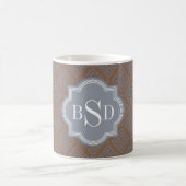 Elegant bruin abstract geometrisch patroonmonogram koffiemok (Center)