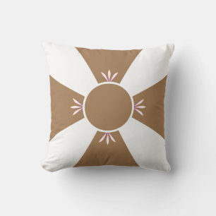 Elegant bruin beige kruis op wit kussen