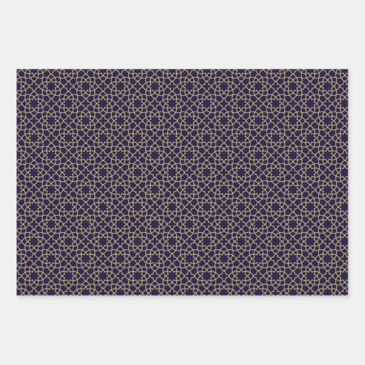 Elegant bruin blauw zwart geometrisch islamitisch  inpakpapier vel (Voorkant 3)