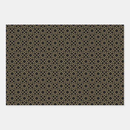 Elegant bruin blauw zwart geometrisch islamitisch  inpakpapier vel (Voorkant 2)
