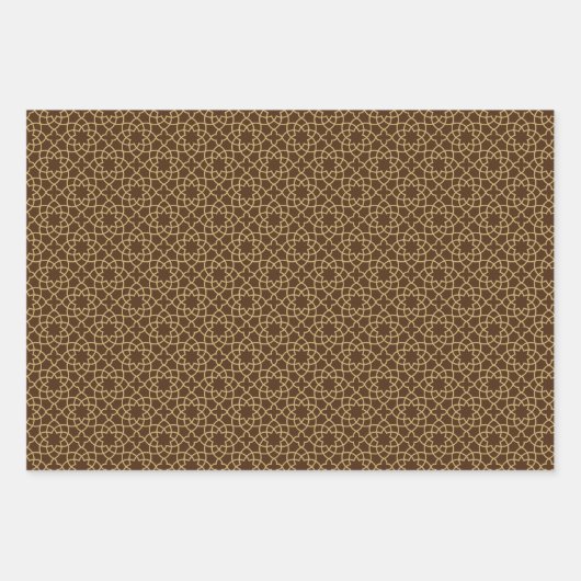 Elegant bruin blauw zwart geometrisch islamitisch  inpakpapier vel (Voorkant)