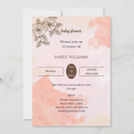 Elegant Bruin Bloem Baby shower Gepersonaliseerd Kaart