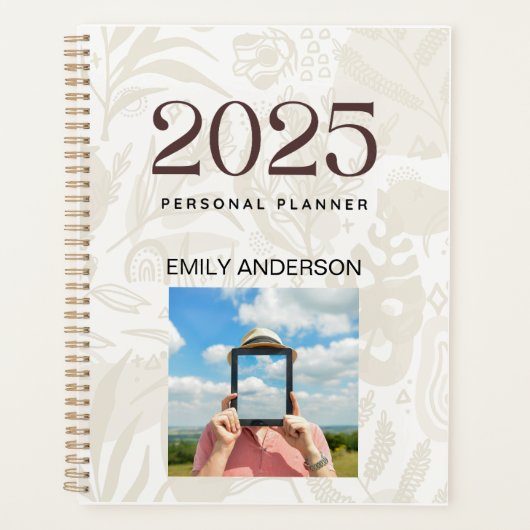 Elegant Bruin Bloemen 2025 Planner (Voorkant)