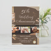 Elegant Bruin  Bloemen Bruiloft Jubileum Kaart (Staand voorkant)
