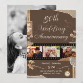 Elegant Bruin  Bloemen Bruiloft Jubileum Kaart (Voorkant / Achterkant)