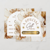 Elegant bruin bloemen cadeaubon (Voorkant / Achterkant)