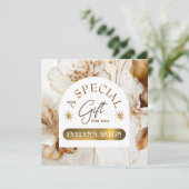 Elegant bruin bloemen cadeaubon (Staand voorkant)