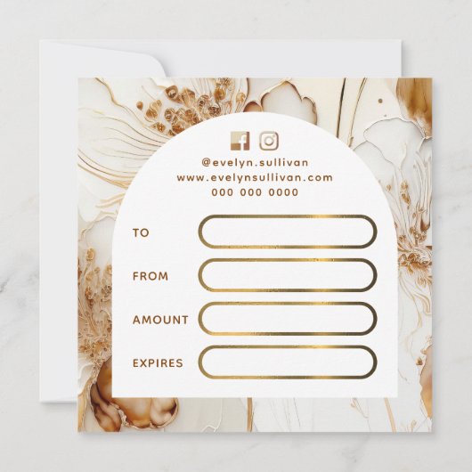 Elegant bruin bloemen cadeaubon (Achterkant)